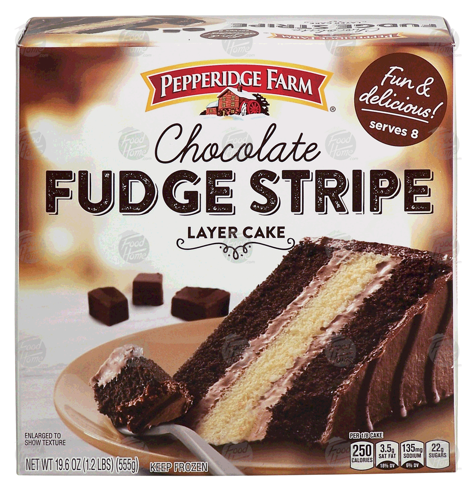 Pepperidge Farm  chocolate fudge stripe 3-layer cake, frozen Full-Size Picture